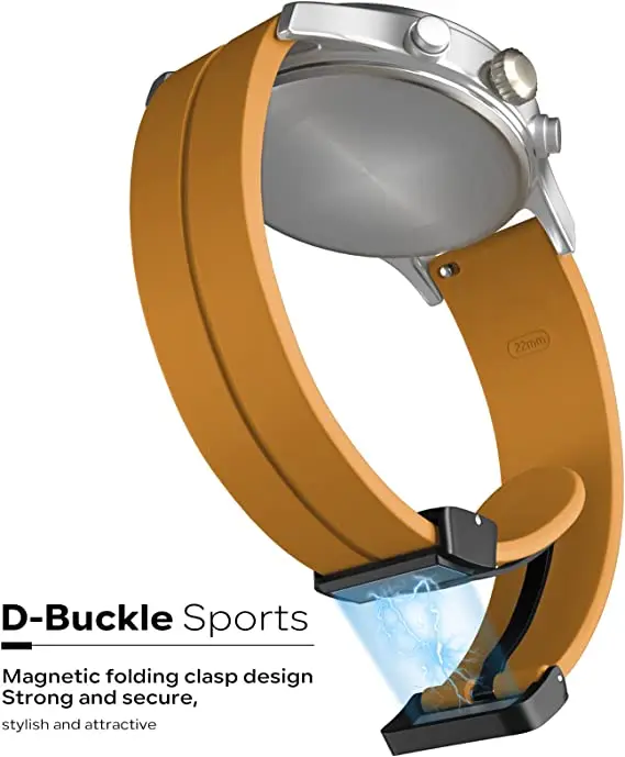 Alloy Magnetic Folding Buckle Quick Release Smartwatch Women Men Silicone Strap 20mm 22mm Silicone Watch Band For Samsung