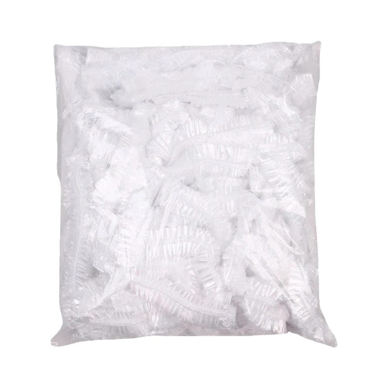 Индивидуальная Водонепроницаемая утолщенная эластичная прозрачная шапочка для купания, одноразовая пластиковая шапочка для душа унисекс для салона, гостиницы, путешествий, 100 ~ 200 шт.