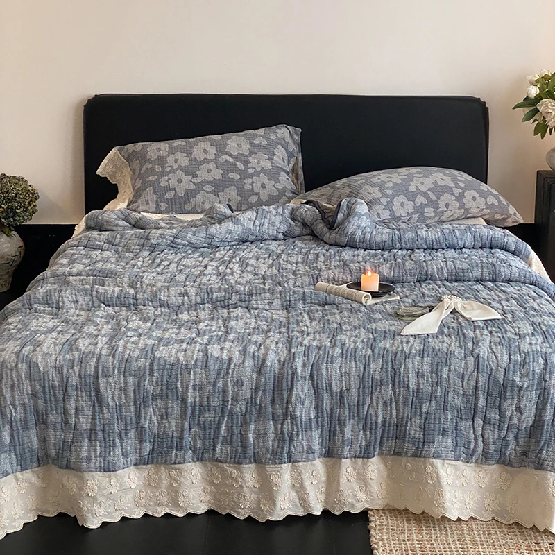 New Style Ten-layer Single-strand Yarn Aesthetic Quilt Lace Gauze Autumn And Winter Quilt Core Comforter Set