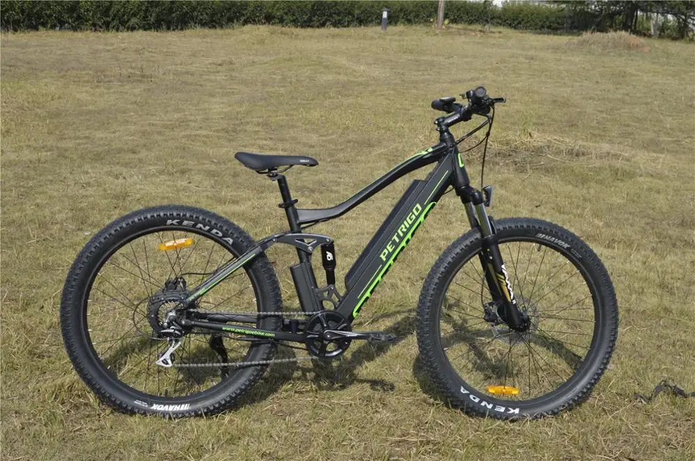 PETRIGO Retail Fat Tire Electric Mountain Bike Bicycle Full Suspension 36V/48v 250W/500w Brushless Motor Rear Driving 7 speed