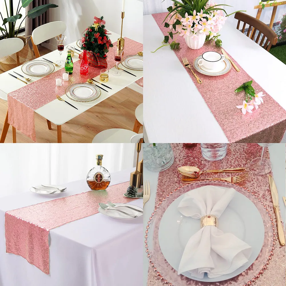 Gold Sequin Table Runner Wedding Decoration Sequin Christmas Birthday Baby Shower Party Home Tea Table Runner Sequin