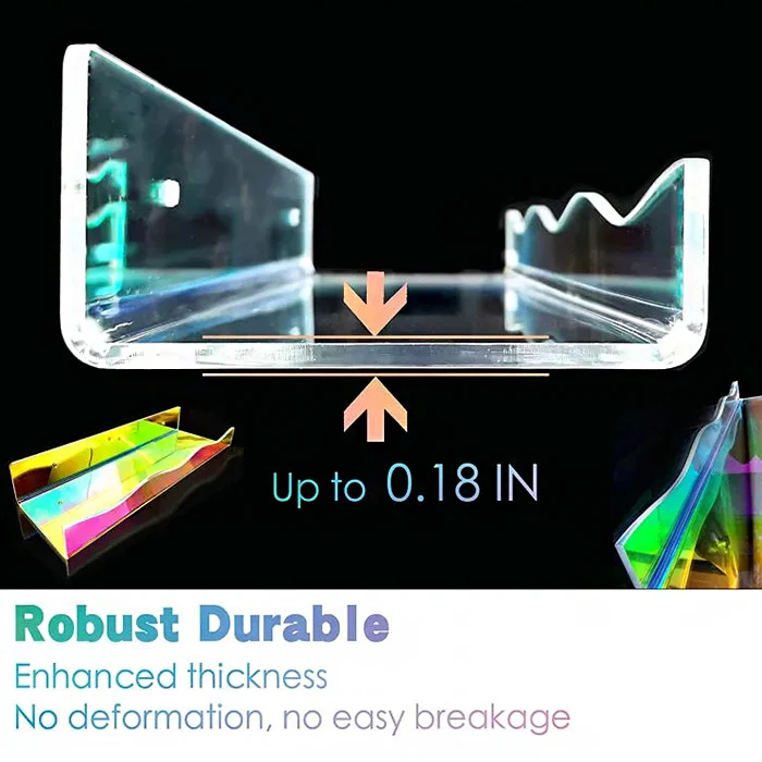 Wall Mounted Neon Acrylic Floating Shelf Slatwall Iridescent Clear Acrylic Bathroom Storage Ledge Shelves For Toy Display