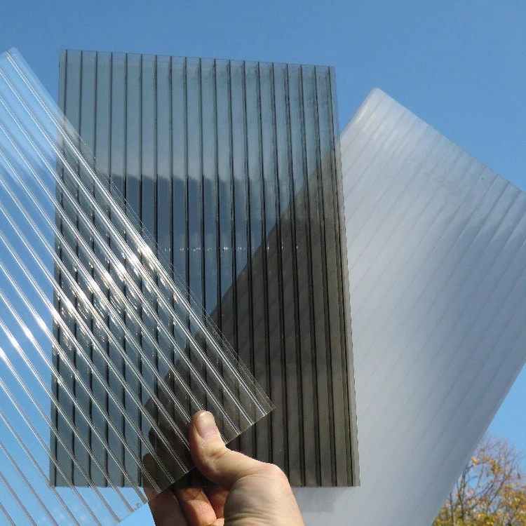 UV 2 3 4 6 10 16 20mm twinwall greenhouse hollow polycarbonate colored PC transparent corrugated solid roof sheet canopy