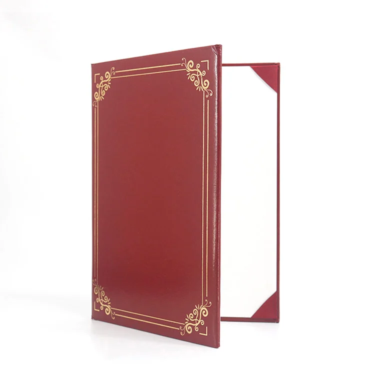 Custom Logo Letter Size Leatherette Graduation Certificate Holder Diploma Folder Cover with Gold Foil Border