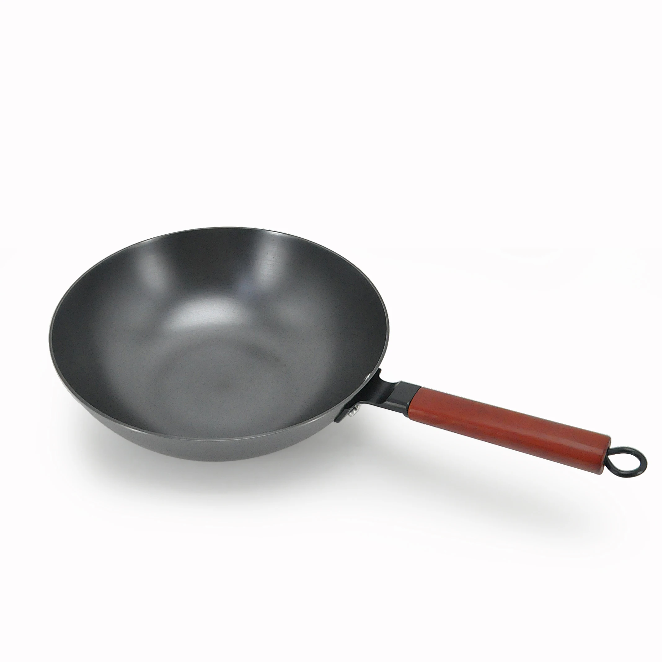 Wooden handle carbon steel chinese frying pan stir fry cast iron cookware pan