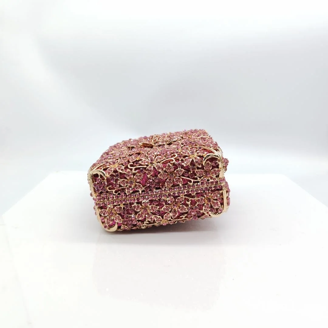 New Product Arrive 3d Flower Crystal Clutch High-End Diamond Wedding Party Rhinestone Purse Evening Bag