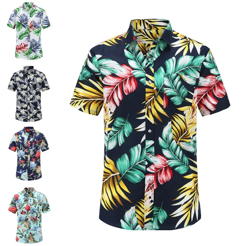 New Fashion Luxury Custom Logo Beach Flowers Shirt for Men Printed