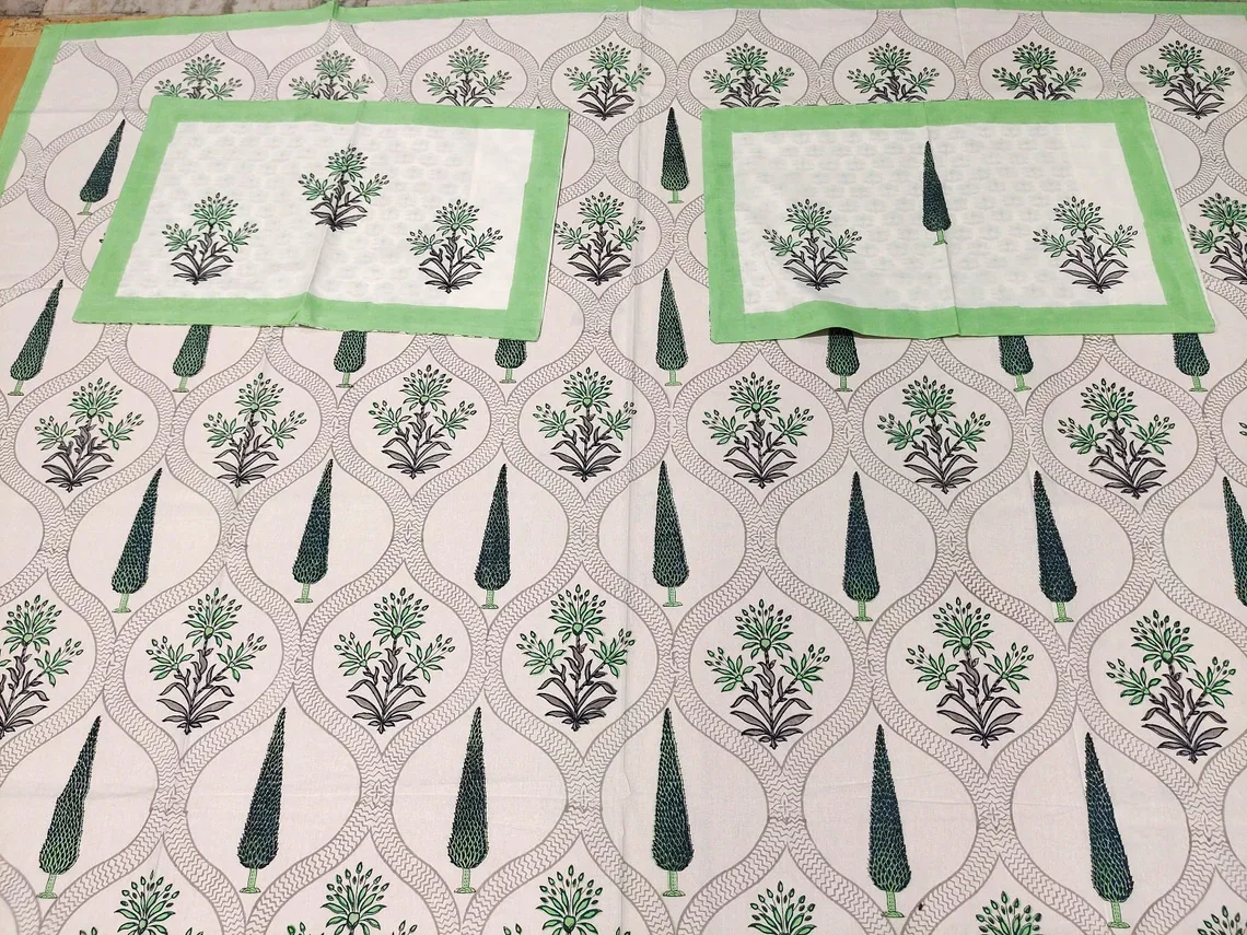 Indian Cotton Hand Block Print Bed Sheet Full Double Cotton Traditional Bed Cover Boho Bedding Set Bedspread