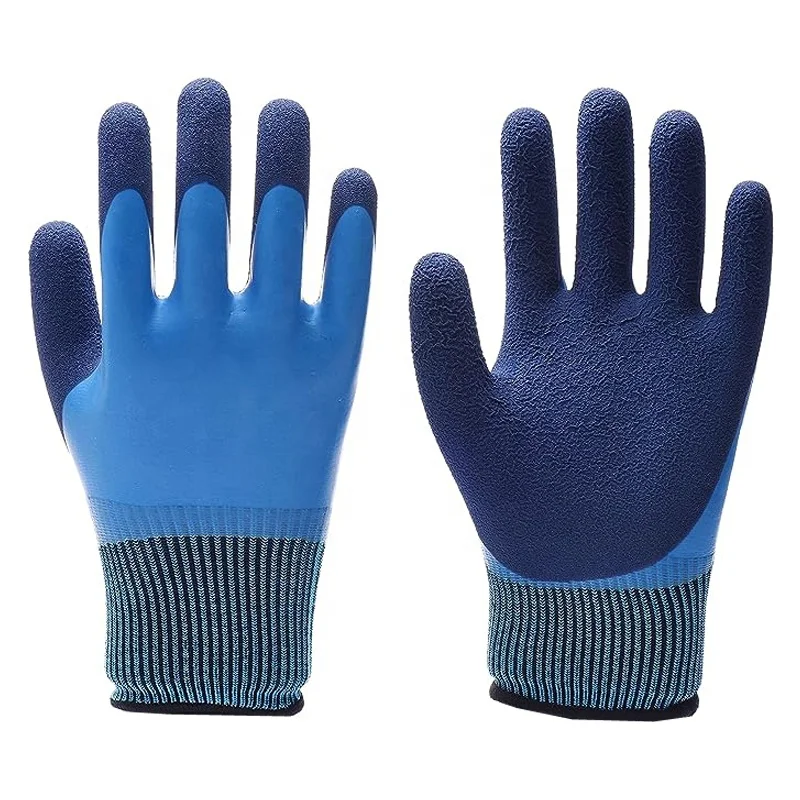 Waterproof Work Gloves Luvas Guantes, 15 Gauge Latex smooth Latex micro foam double coated GRS Gloves