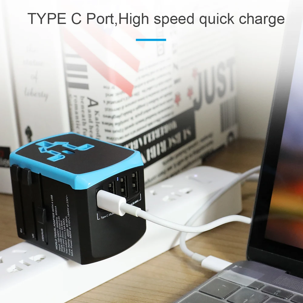 New universal socket travel adaptor Europe schuko outlet plug Type C fast charger 3 pin travel adapter