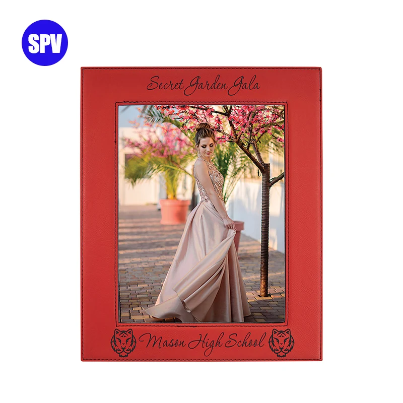 Personalized Wedding Gift Custom Blank Laserable Faux Leather Tabletop Picture Frames Wholesale Engraved Leatherette Photo Frame
