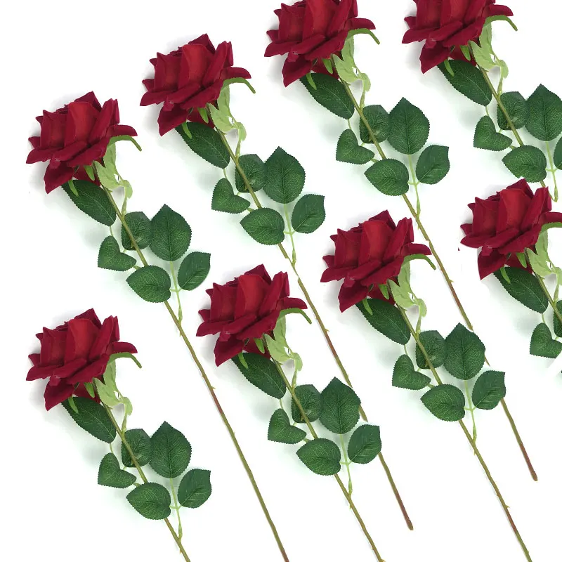 TCF Artificial Wedding Decoration Silk Rose Bouquets Flower Single Bulk Silk White Pink Rose Bouquet Floral Flowers