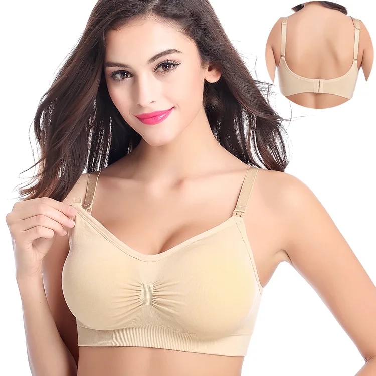 Pink Front Open Seamless Wire Free Pregnancy Sleep Bras Lactation Maternity Breastfeeding Nursing Bra