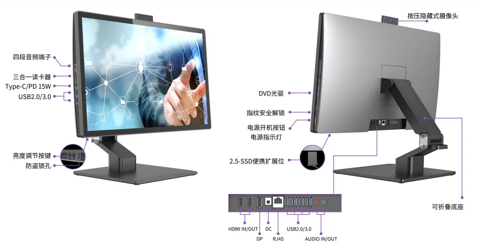 Popular Price PC Gaming Monitor Shopping Mall Horizontal Office Gaming Monitor Wired Lan Windows