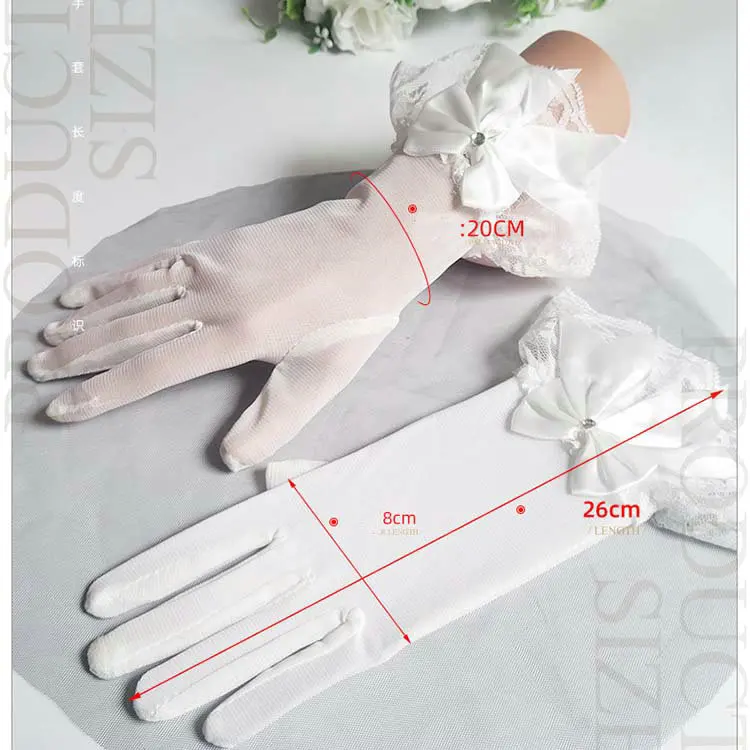 Qushine Elegant Prom Floral Lace Flower Bridal Mittens Stretchy Adult Size gloves Wedding Opera Party