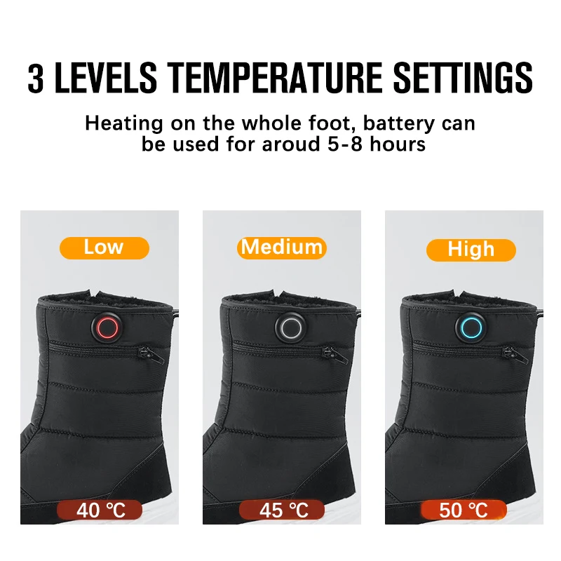 2022 scarpe riscaldate chaussures chauffantes electriques Winter Woman Graphene Rechargeable Electric Battery Heated Boots