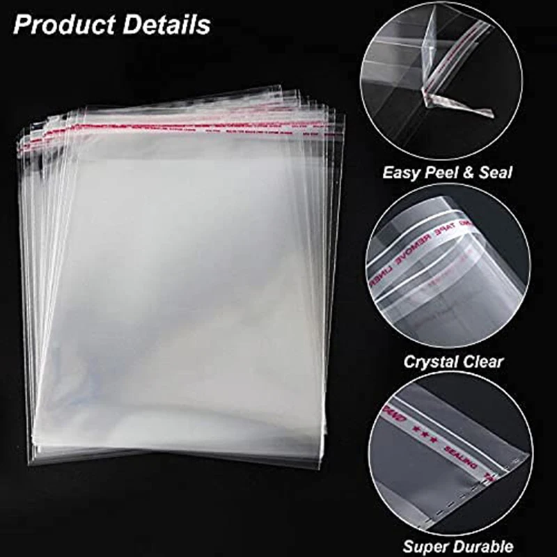 Custom Clear Transparent Cello Cellophane Self Adhesive Seal Polybag T-Shirts Clothes Clothing Bag With Logo