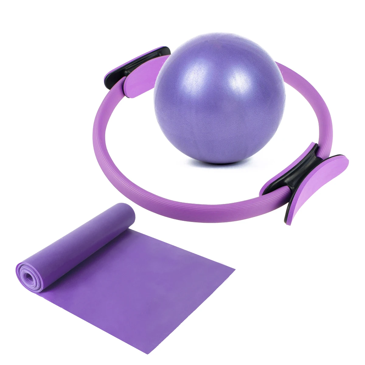 Home Fitness Pilates Equipment Set PVC Mini Yoga Exercise Ball Magic Circle Pilates Ring lightweight Elastic Resistance Band