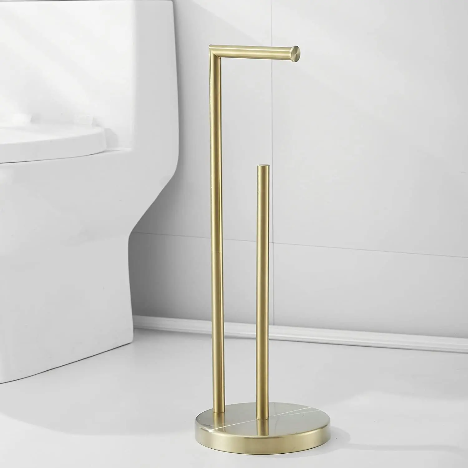 Free Standing Bathroom Toilet Paper Holder Stand With Reserve Area Has Enough Space For Jumbo Roll