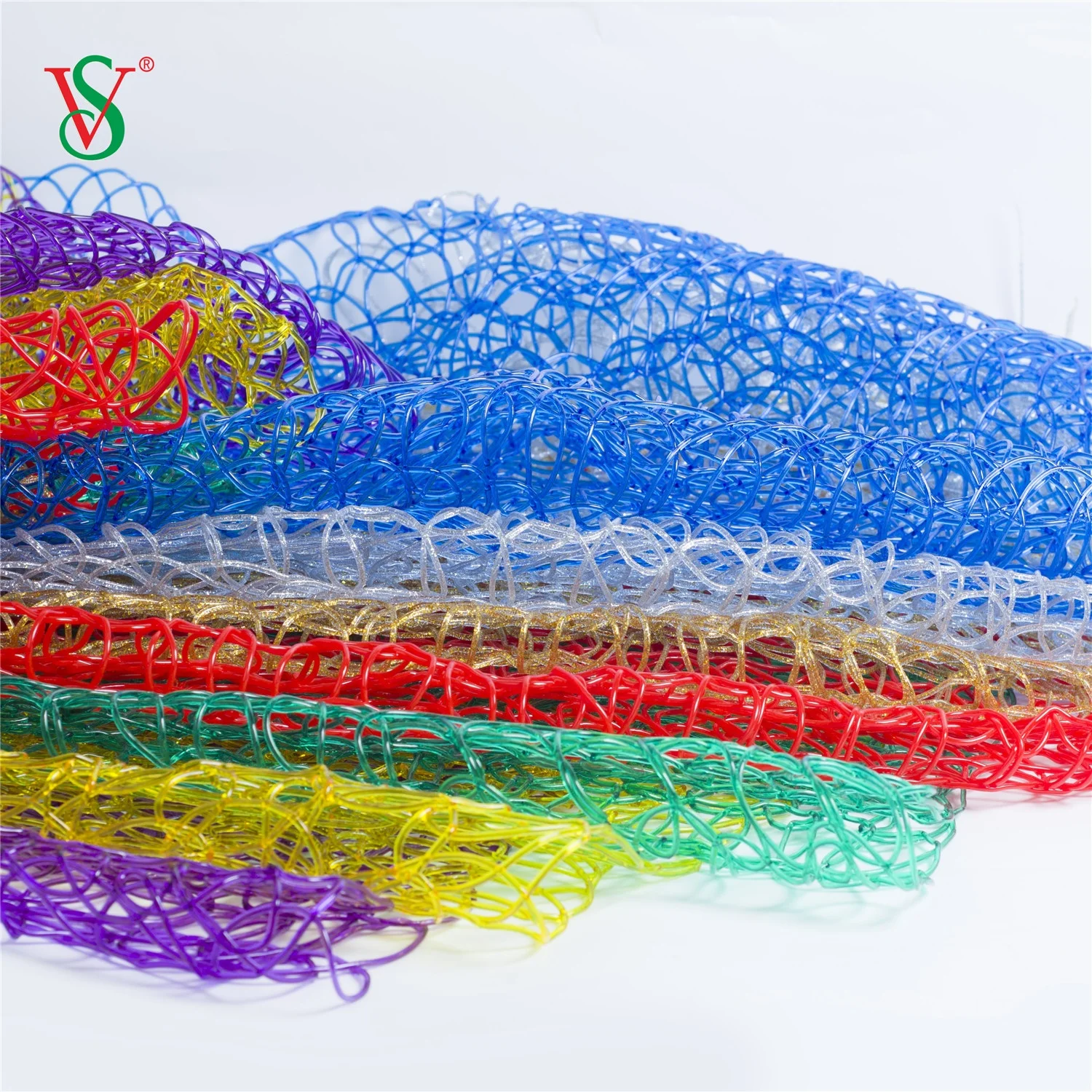 Factory Direct Supply Colorful Hand Made Material PVC Tinsel Mesh Net for Motif Lights Making Christmas Decoration Lights