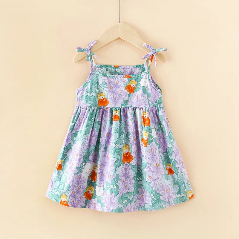 Baby Girl Northeast Big Flower New Summer Dress 2024 Summer Suspender Skirt Thin Section