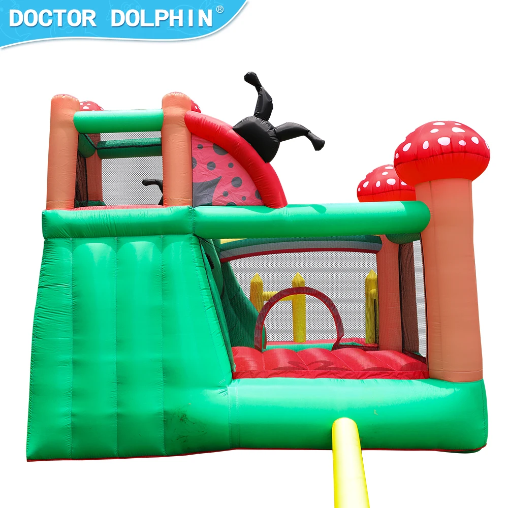Doctor Dolphin Cute Ladybug Inflatable Bouncer Trampoline with Slide for Kids Air Cushion Theme Jumping Indoor or Outdoor