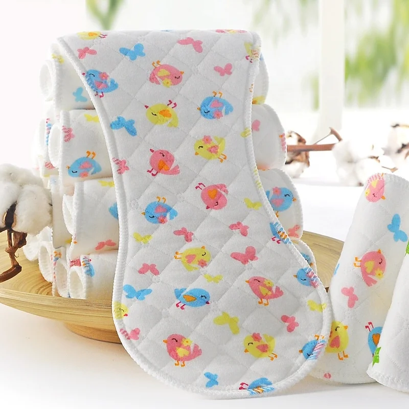 Wholesale custom reusable washable 3 layers organic fabric printed baby cloth nappy inserts