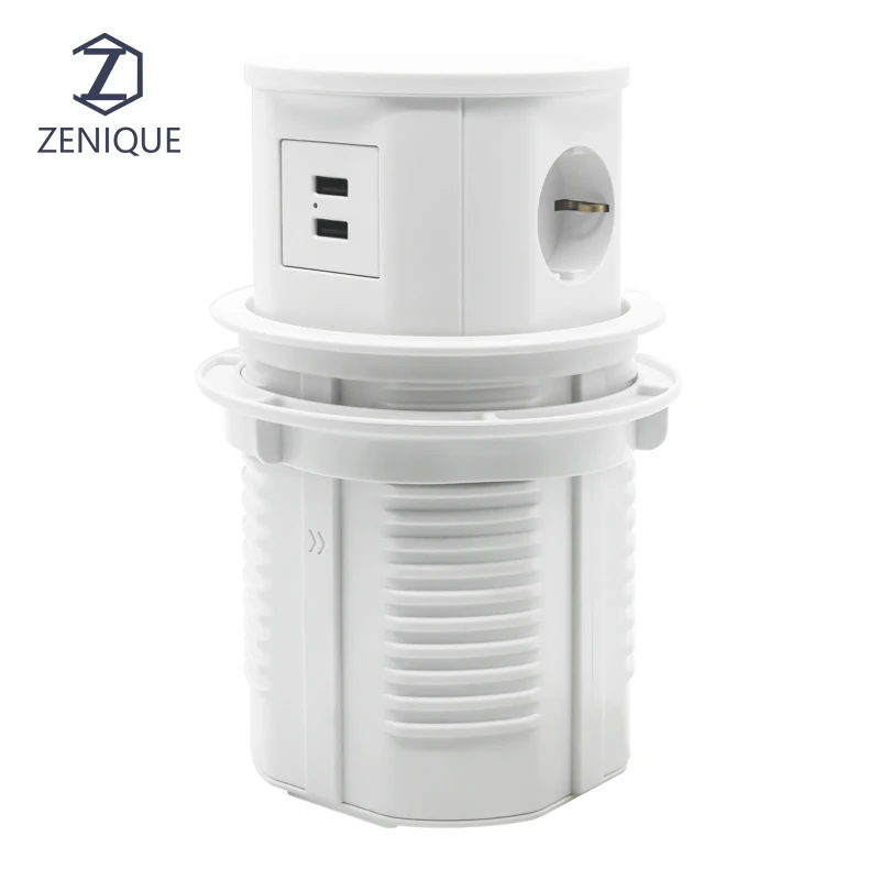 Pop up Power Outlet 3 EU Plugs Usb Office Conference Recessed Table Desktop Socket Office Vertical Tower Power Kitchen Power