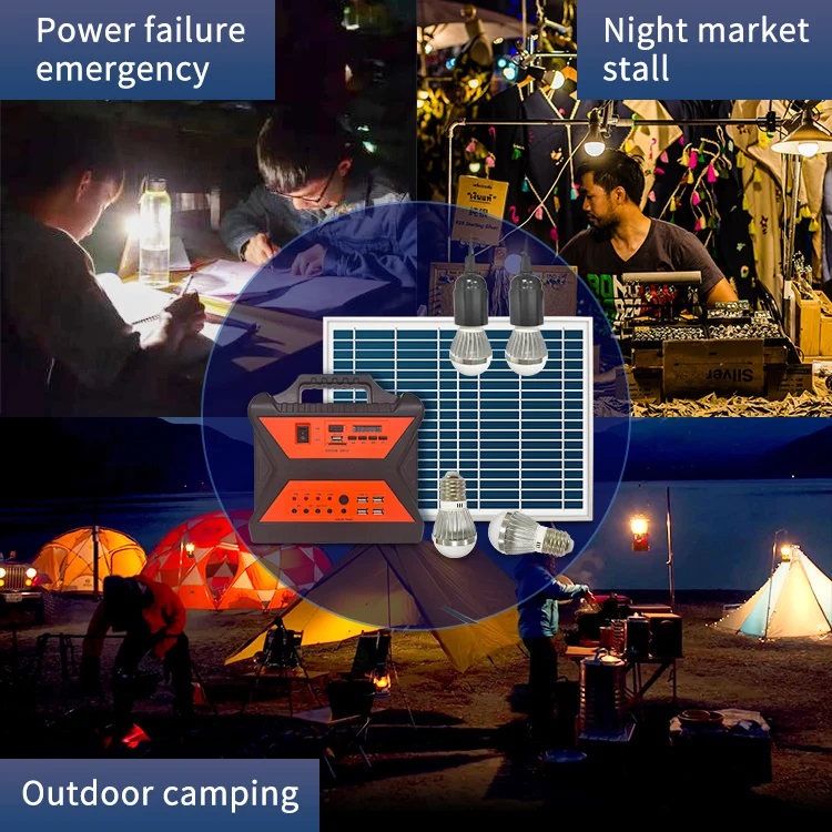small camping portable off grid power generator kit 10w solar panel mini 12v dc home indoor sound light bulb energy system