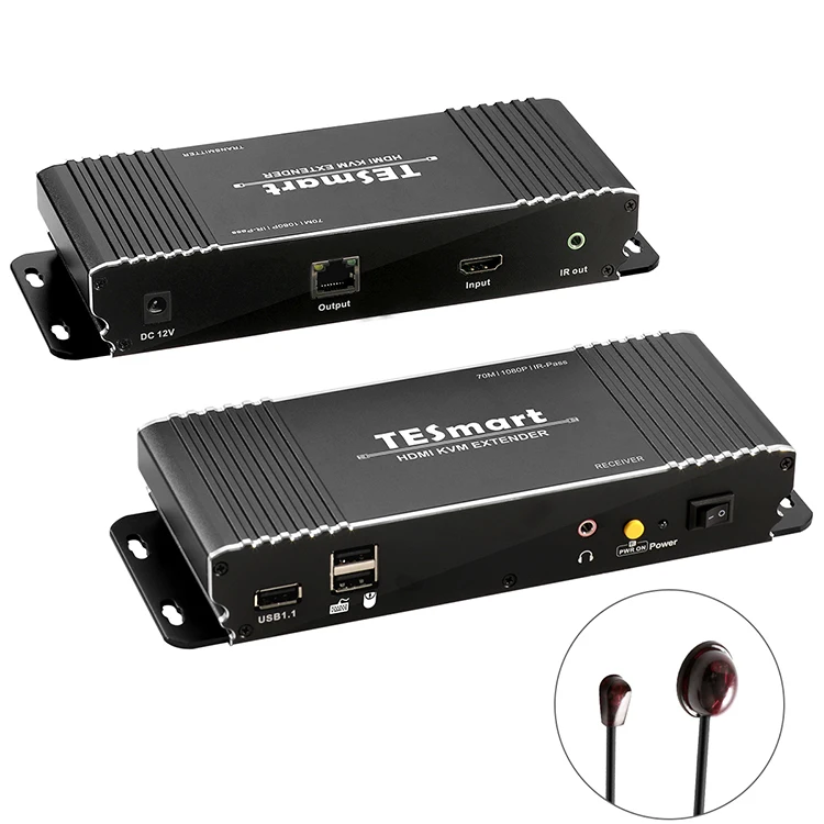 TESmart 70M HDMI KVM Extender Video Transmitter and Receiver over ip 1080p60hz KVM Extender