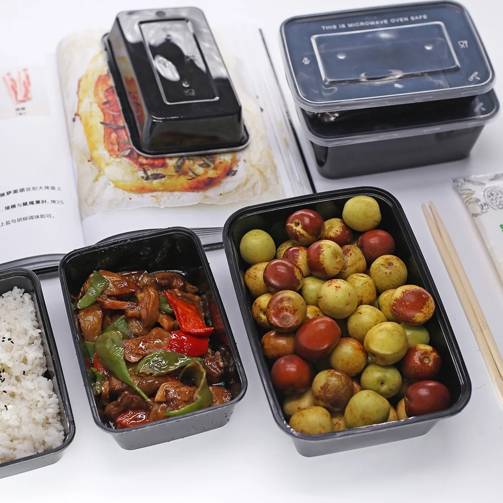 Прозрачный пластиковый контейнер для хранения, одноразовый Ланч-бокс bento, высококачественные прямоугольные контейнеры для микроволновой печи