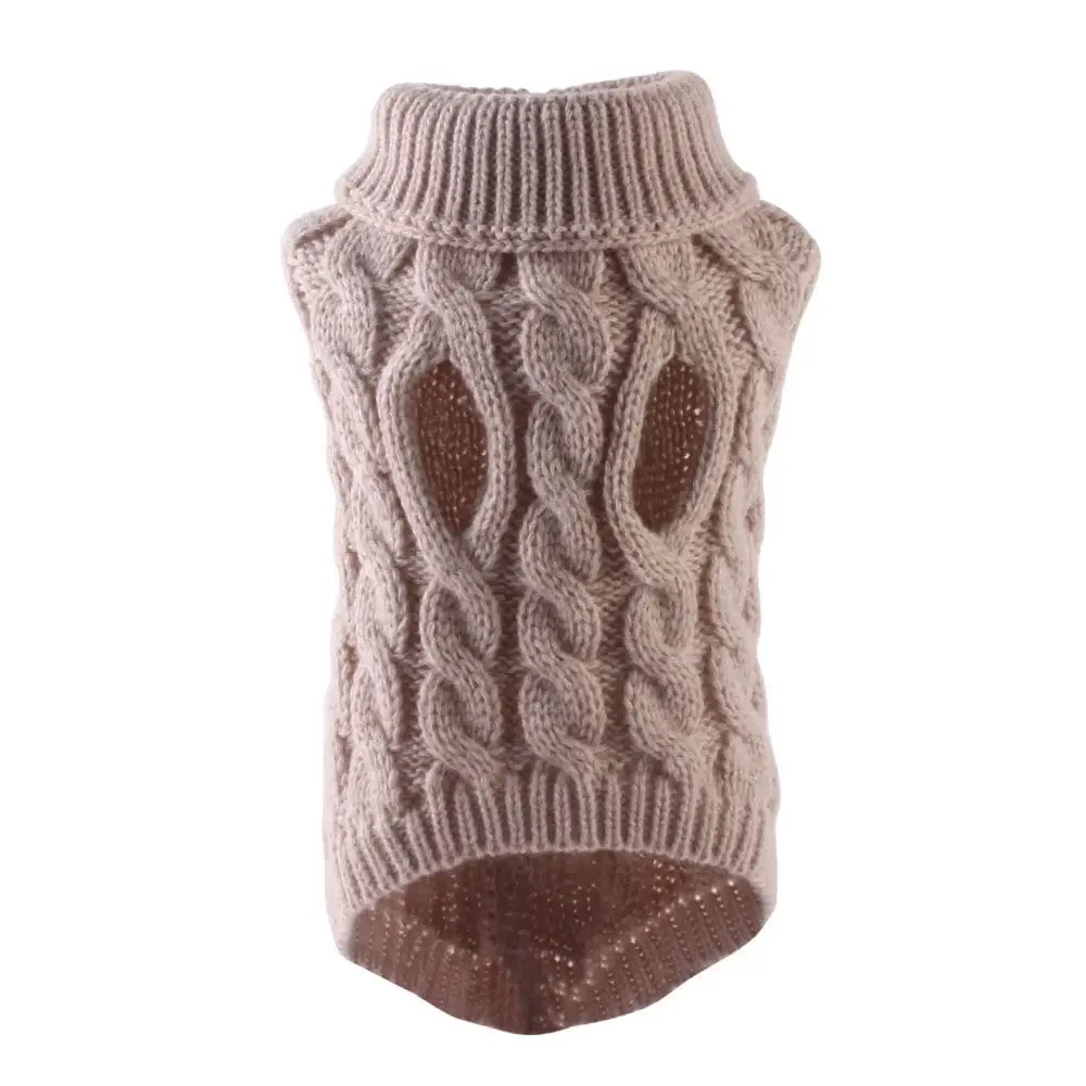 Classic Design Solid Color Cable Knitted Pets And Dogs Pullover Sweater