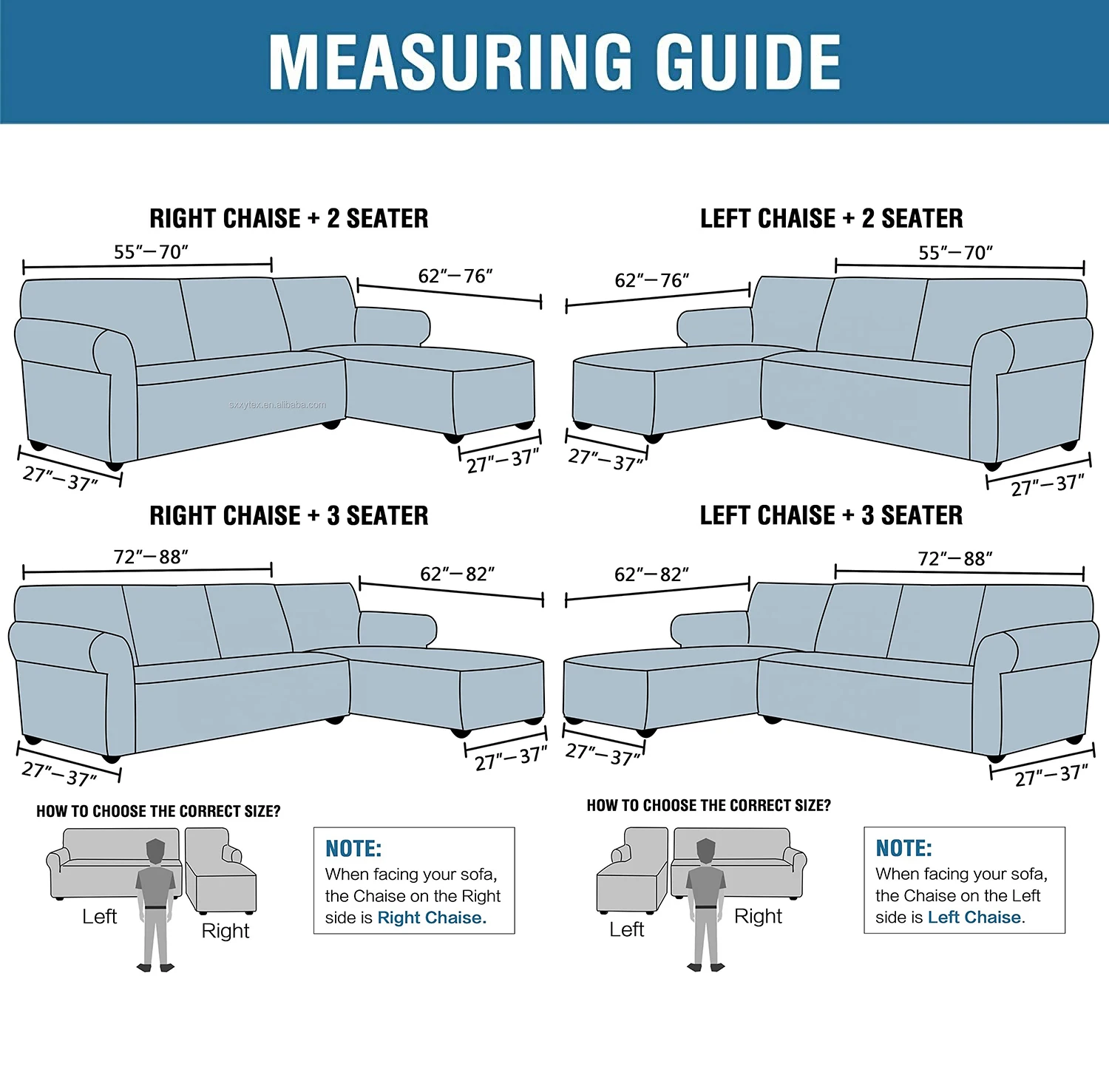 2 Pieces Sofa Slipcover Right X-large Corner Sofa Covers 3 Seater Sectional Combination L-shape Sofa Cover