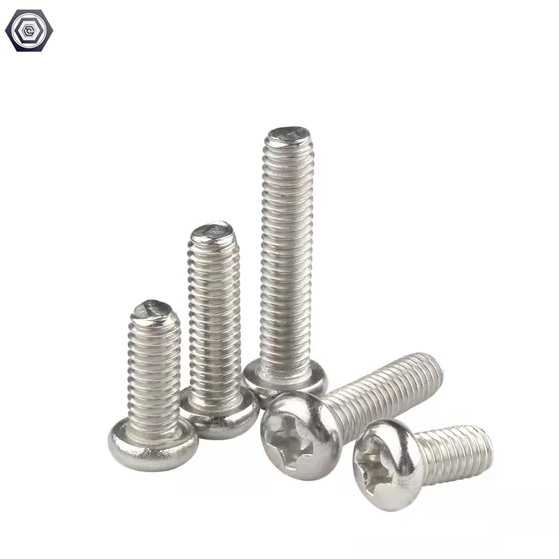 High Quality M3 M4 M5 M6 M8 Phillips Pan Head Machine Screws Metric Thread Round Head Bolts for Machinery