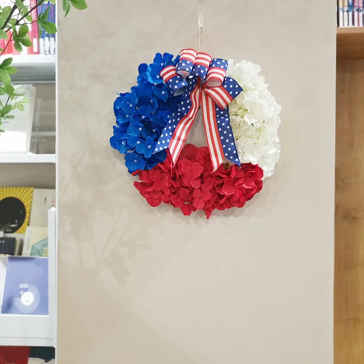 Independence Day Holiday Wreath American Flag Red White And Blue Decorative Wreath Home Window Wall Party Artificial Supplies