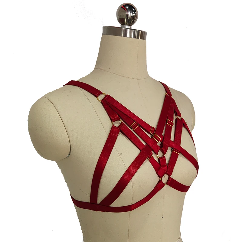 Стильное эластичное сексуальное черное нижнее белье, бандаж, нижнее белье, Красная Женская клетка без чашек O0750