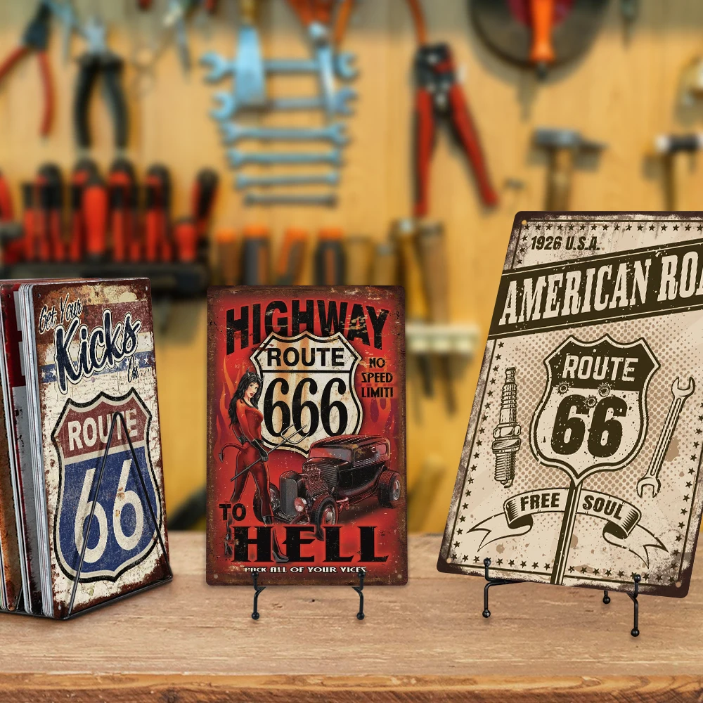Putuo Decor New Design Route 66 Vintage Tin Sign Poster Highway Metal Printing Plaque Sign Garage Bar Decoration