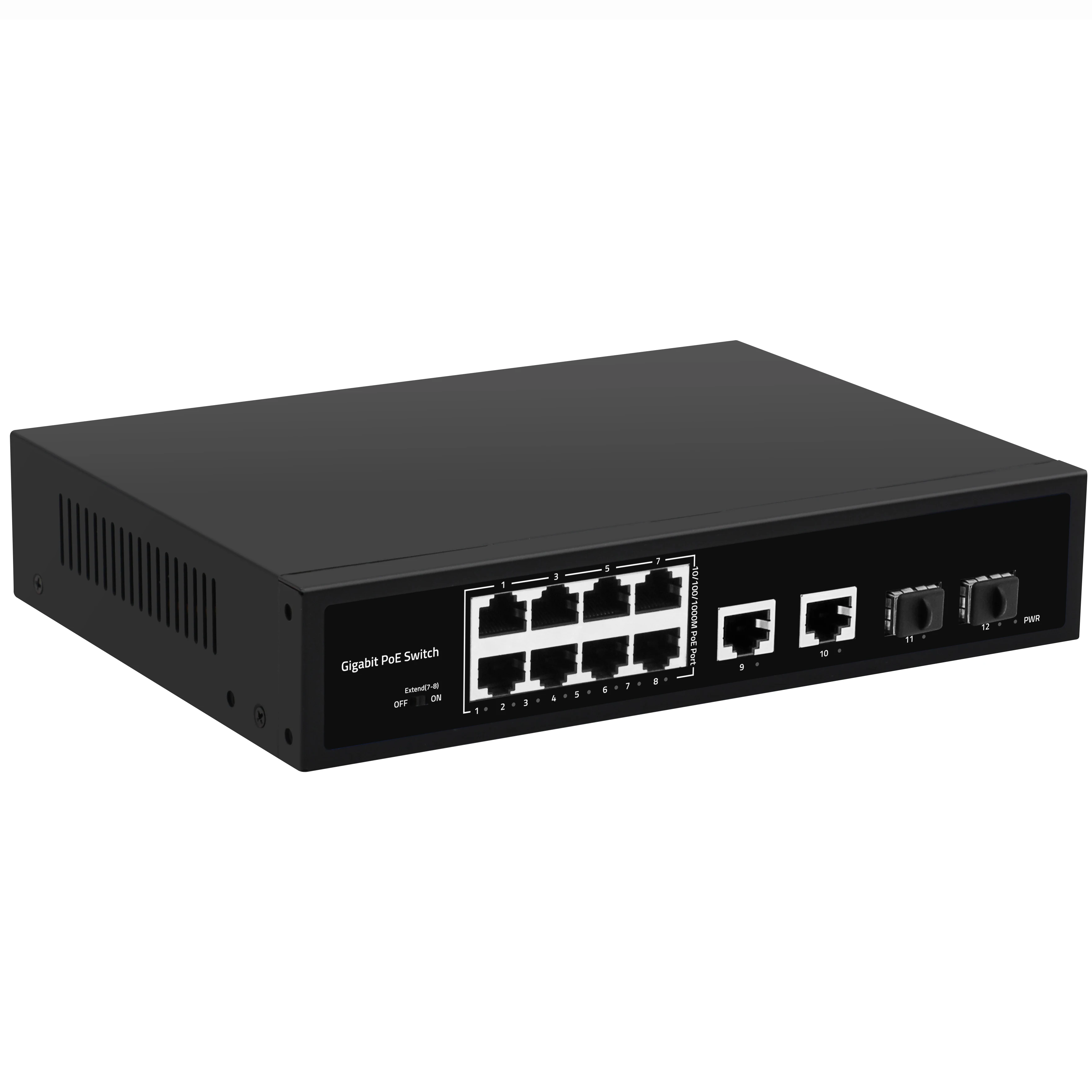 Watchdog VLAN extender Network Switch 12 ports full Ethernet 1000M PoE+ switch for security system