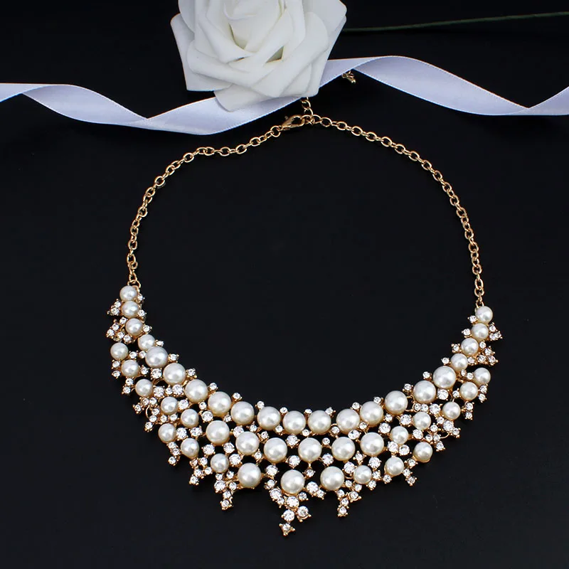 Multilayer pearl big pure round pearl necklace earring set bridal party accessories for wedding jewelry set