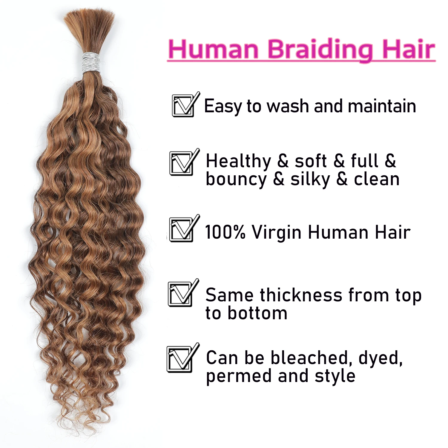 Hot Selling Products 2024 New Arrival 100% raw Hair bulk Weave Water Wave Ombre Highlight Human Branding Hair Extension