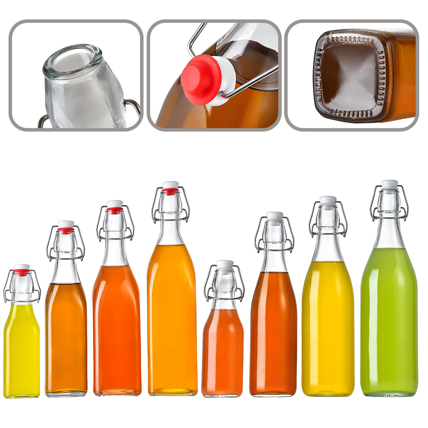 Market Price Sealed Ring Storage Bottle Glass Jar Clip Clamp Lid Water Bottle Glass