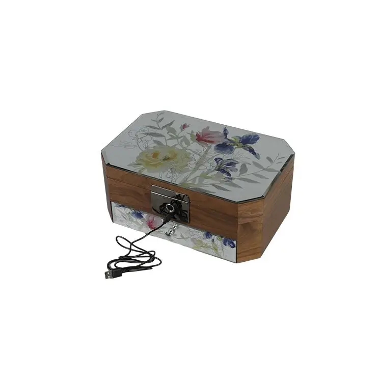 DS Customized Wooden Jewelry Box Luxury Wood Storage Case with Fingerprint Lock