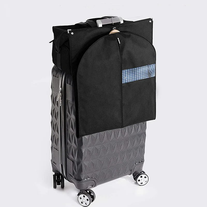 Custom Logo suit bag non woven Canvas White Cotton Fabric Garment Bag dustproof suit cover