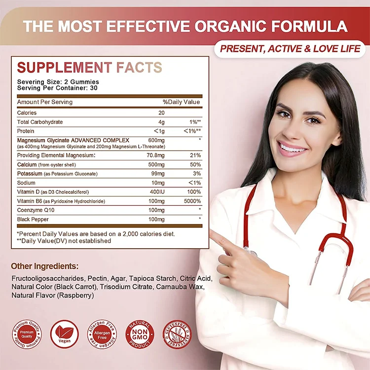 OEM 2023 500mg OEM Private Label Bone Health Supplements Magnesium Potassium Zinc Complex Gummies