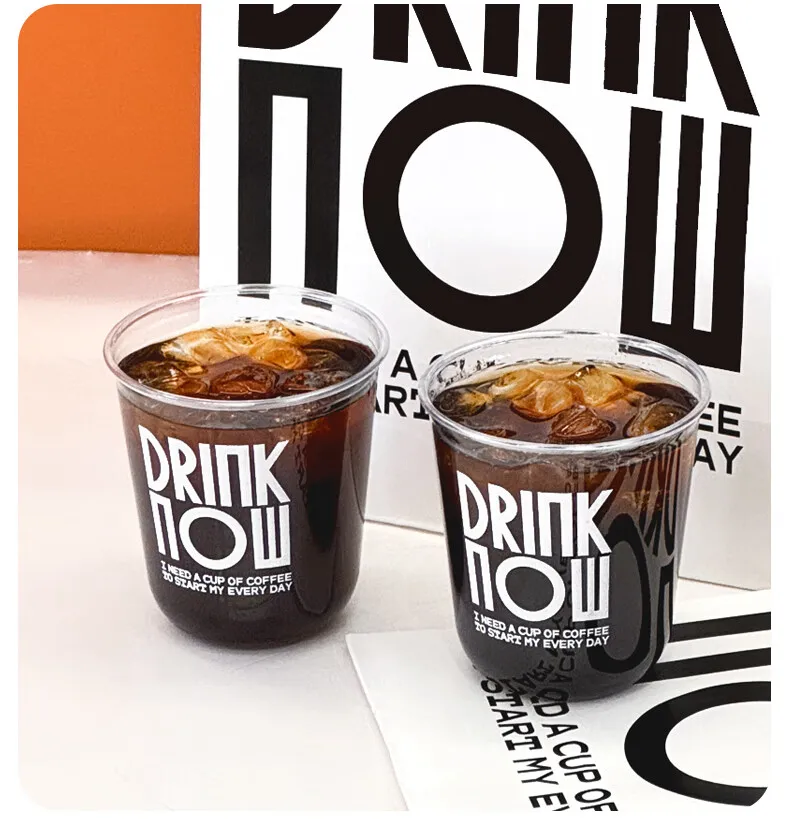 Disposable PET Milk Tea Cup 12/14/16/20/24/32 oz Boba Tea Coffee with Lid Plastic Cup