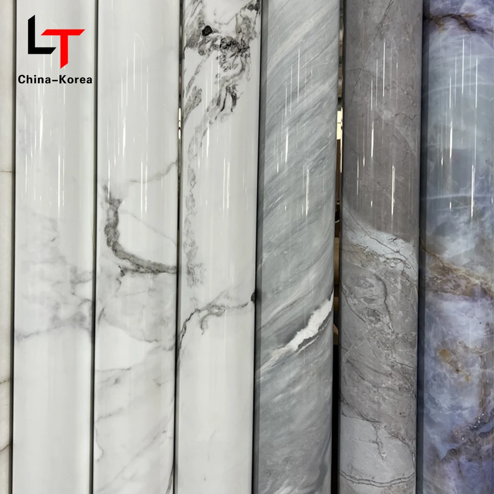 LT Golden hot stamping Marble heat transfer Film PVC Furniture Decor Film Vacuum Press Foil For Door For Wall Panel WPC UV board