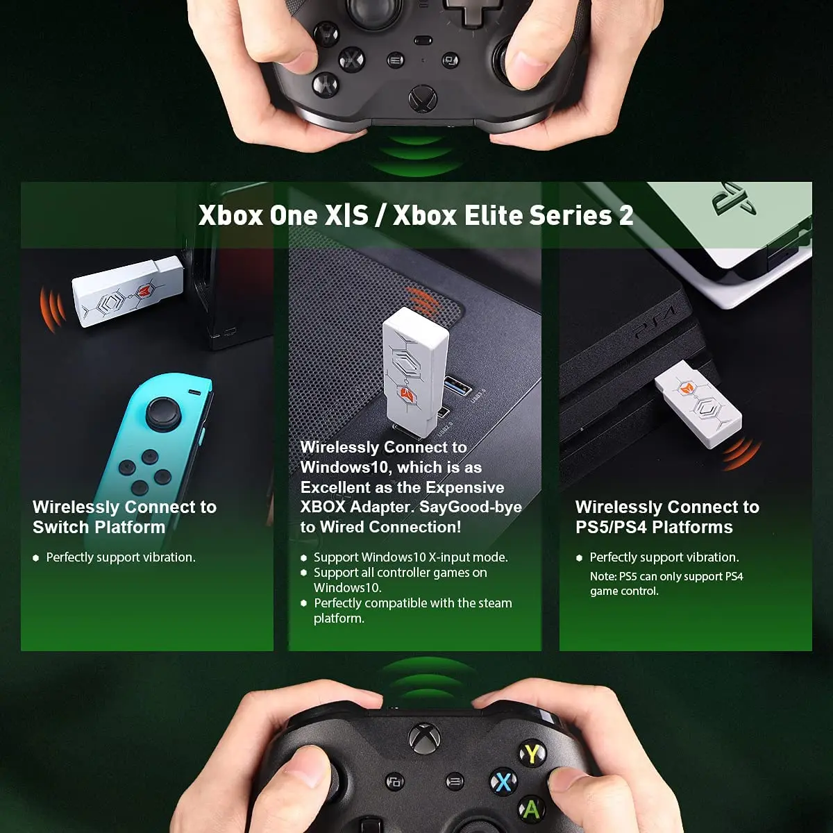 BIGBIG WON Wireless Adapter Usb Joystick Receiver For Nintendo Switch / Ps4 / Windows / Mac / Controller Adapter