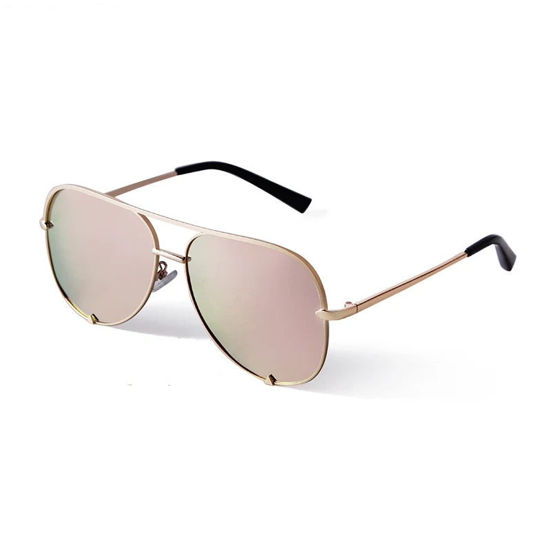 Vintage double girder metal Pilot polarized Sunglasses Women Ladies Retro large size sun glasses men custom logo