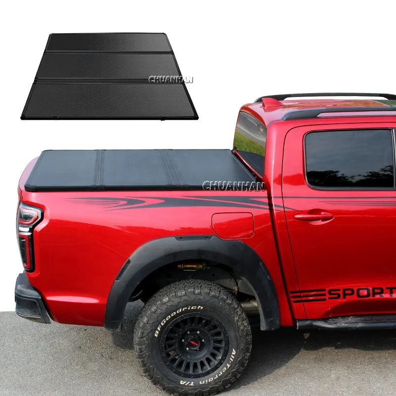 Great Wall Poer Aluminum Alloy Pickup Truck Bed Tonneau Cover Manual Roll-up tri Folding cover f150 for ford maverick ranger T9