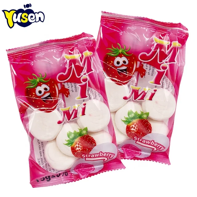 Private Label Marshmallow Confectionery Manufacturer Cotton Candy Strawberry Jam Filled Free Sample Available